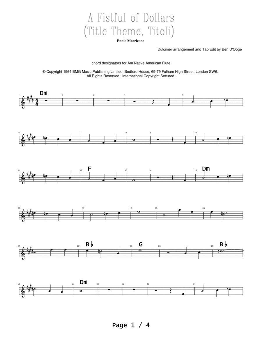 A Fistful Of Dollars (arr. Ben D'Ooge)