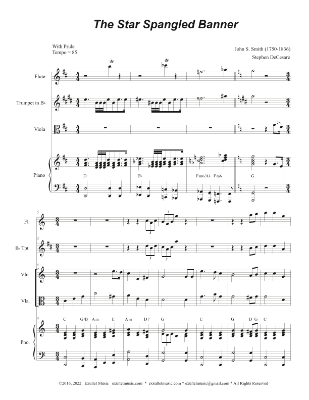 The Star Spangled Banner (Duet for Violin and Viola) (arr. Stephen DeCesare)