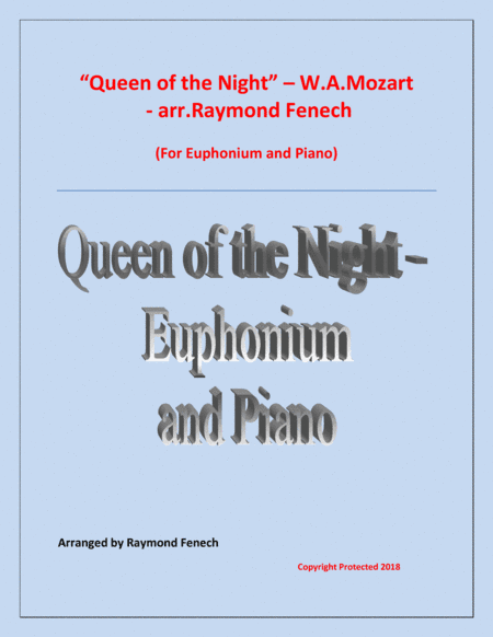 Queen of the Night - From the Magic Flute - Euphonium/ Trombone and Piano (arr. Raymond Fenech)