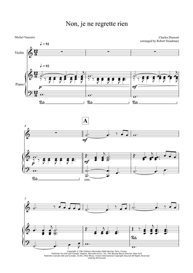 Non, Je Ne Regrette Rien (arr. Robert Steadman)