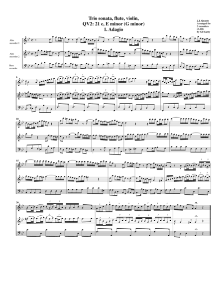 Trio sonata QV 2:21 (arrangement for 3 recorders) (arr. Gil Garty)