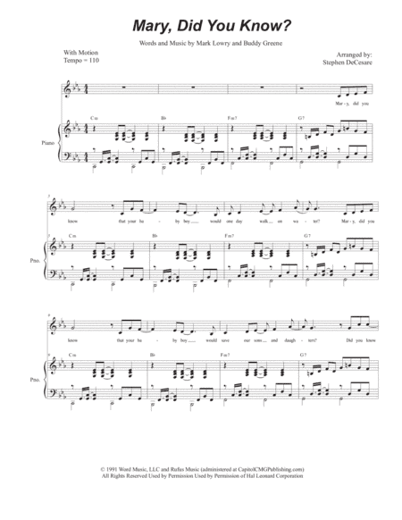 Mary, Did You Know? (arr. Stephen DeCesare)
