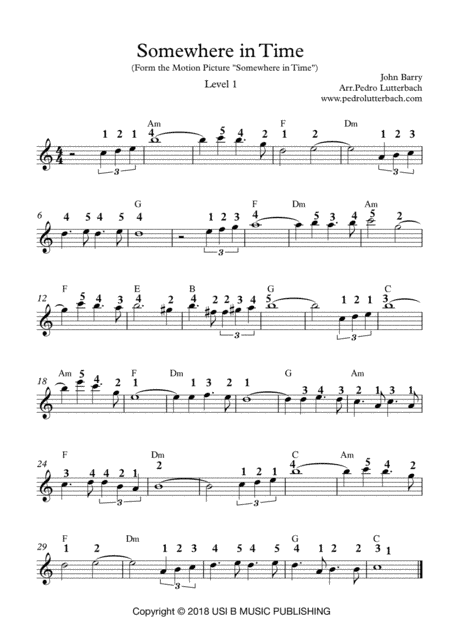 Somewhere In Time (arr. Pedro Lutterbach)