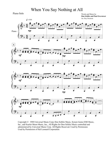When You Say Nothing At All (arr. Roy Swanson)