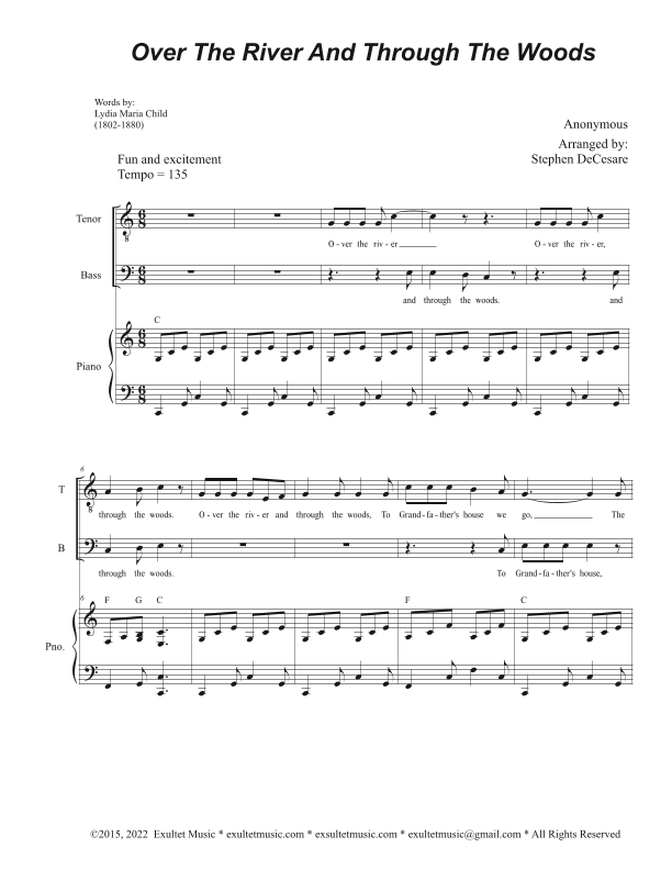Over The River And Through The Woods (2-part choir - (TB) (arr. Stephen DeCesare)
