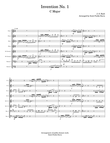 Bach Invention No. 1 for Woodwind octet (arr. Scott Fields Davis)