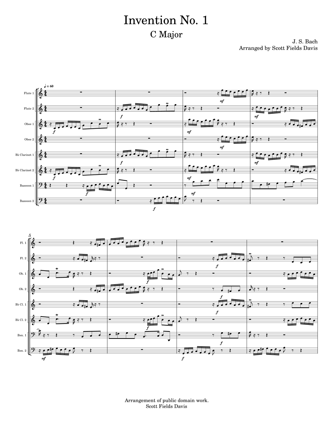 Bach Invention No. 1 for Woodwind octet (arr. Scott Fields Davis)