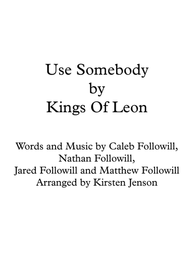Use Somebody (arr. Kirsten Jenson)