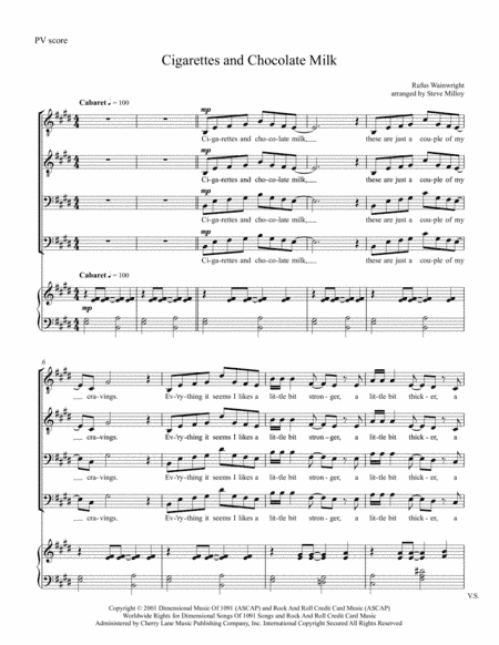 Cigarettes And Chocolate Milk (arr. Steve Milloy)