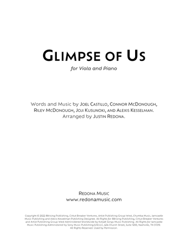 Glimpse Of Us (arr. Justin Redona)