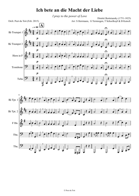 Ich bete an die Macht der Liebe Suite - D Bortniansky (Brass Quintet) (arr. Various and Peet du Toit)