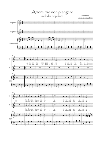 Amore mio non piangere. Coro e piano (arr. Ester Alessandrini)