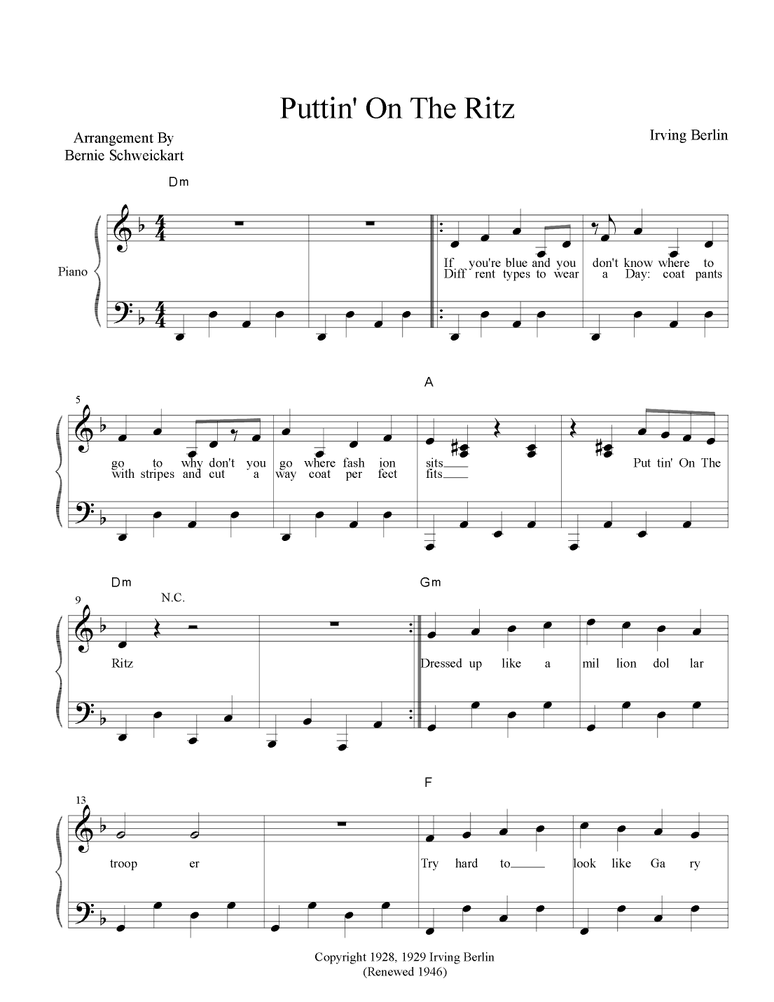 Puttin' On The Ritz (arr. Bernie Schweickart)