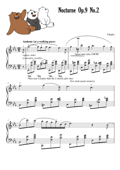 Nocturne Op. 9 No. 2 (Chopin) | With Note Names, Finger Numbers & Meanings (arr. Published Harmony Valarie)