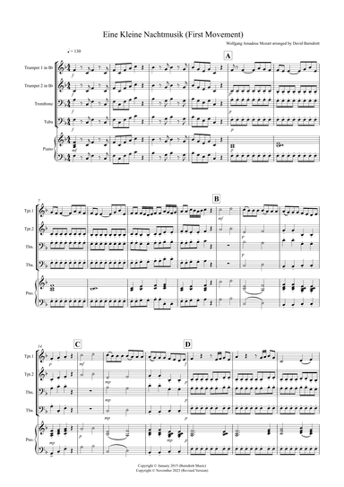 Eine Kleine Nachtmusik (1st movement) for Brass Quartet (arr. David Burndrett)