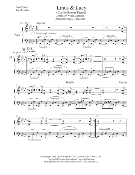 Linus And Lucy (arr. Peggy Duquesnel)