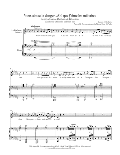 Vous aimez le danger/Ah! que j'aime les militaires from La Grande-Duchesse de Gérolstein - Duchesse (arr. Nicole Elyse DiPaolo)
