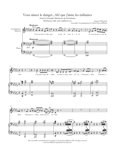 Vous aimez le danger/Ah! que j'aime les militaires from La Grande-Duchesse de Gérolstein - Duchesse (arr. Nicole Elyse DiPaolo)