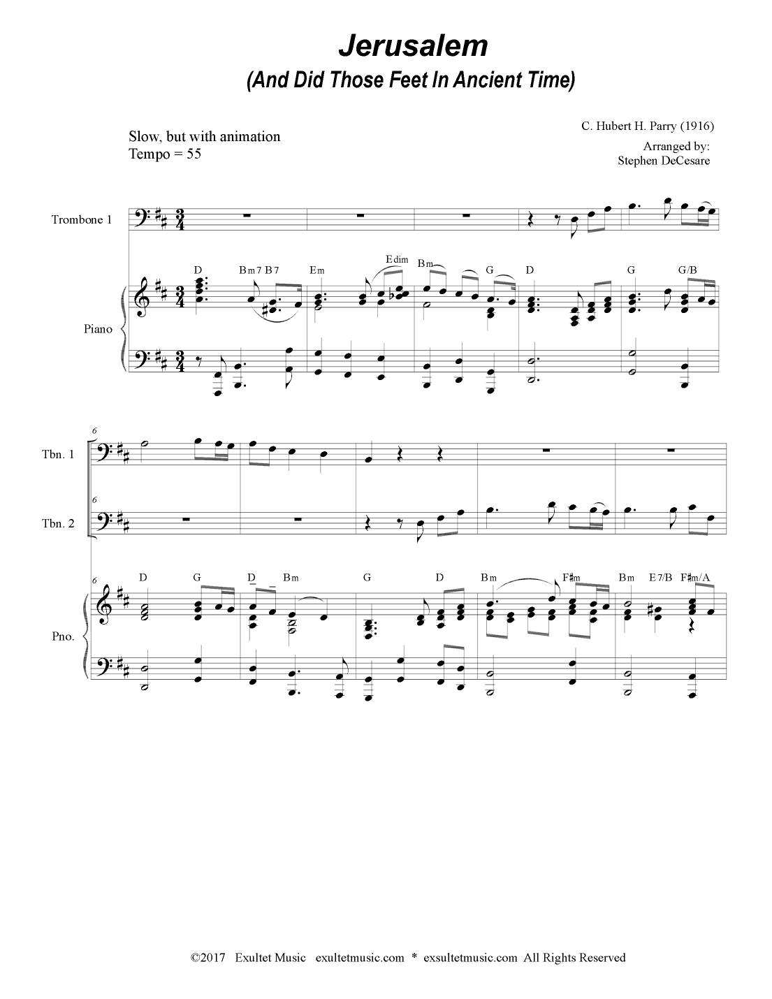 Jerusalem (Trombone Duet) (arr. Stephen DeCesare)