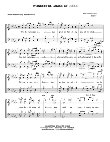 WONDERFUL GRACE OF JESUS (arr. Walter Latzko)