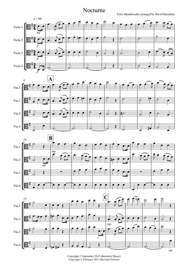 Nocturne (from A Midsummer Night's Dream for Viola Quartet (arr. David Burndrett)