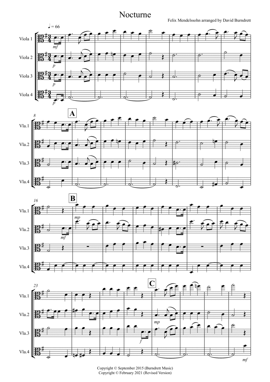 Nocturne (from A Midsummer Night's Dream for Viola Quartet (arr. David Burndrett)