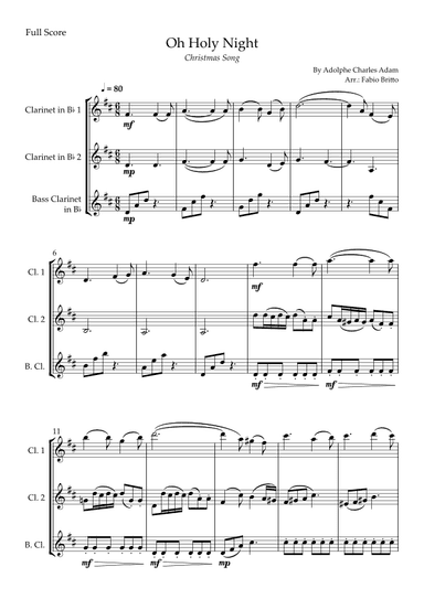 Oh Holly Night (Christmas Song) for Clarinet Trio (arr. Fabio Britto)