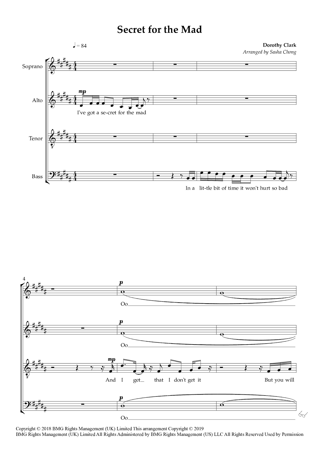 Secret For The Mad (arr. Sasha Chong)
