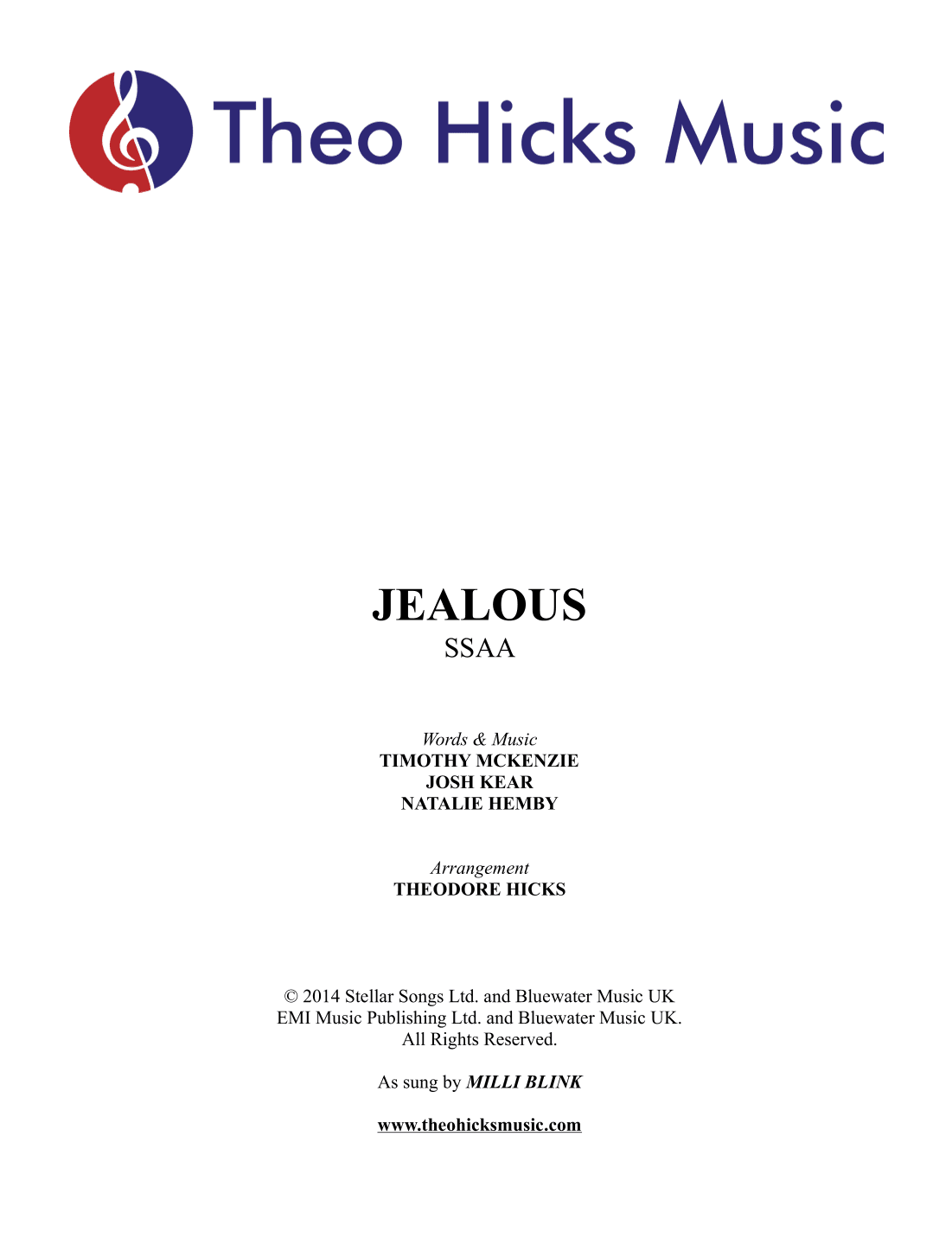 Jealous (arr. Theodore Hicks)