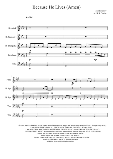 Because He Lives, Amen (arr. R.R.Cardo)
