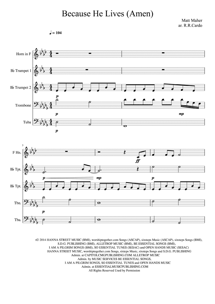 Because He Lives, Amen (arr. R.R.Cardo)