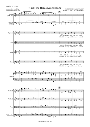 Hark! the Herald Angels Sing – SATB, String quartet, Piano and flexible woodwind (Score and parts) (arr. Ben Trigg)