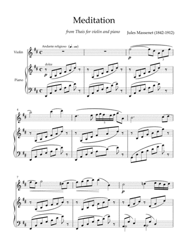 Meditation from Thais for violin and piano (arr. Classical Sheetz)