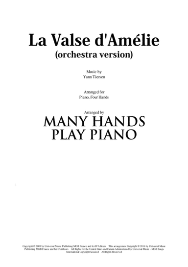 La Valse D'amelie (arr. Many Hands Play Piano)