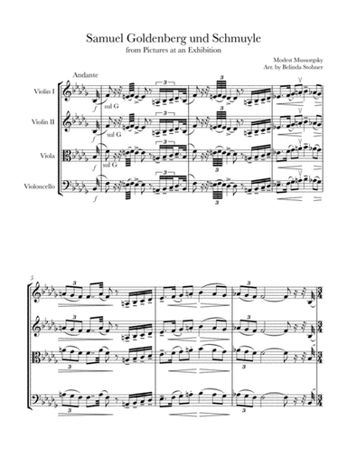 Samuel Goldenberg & Schmuyle from Pictures at an Exhibition - String Quartet (arr. Maurice Ravel, Belinda Stohner)