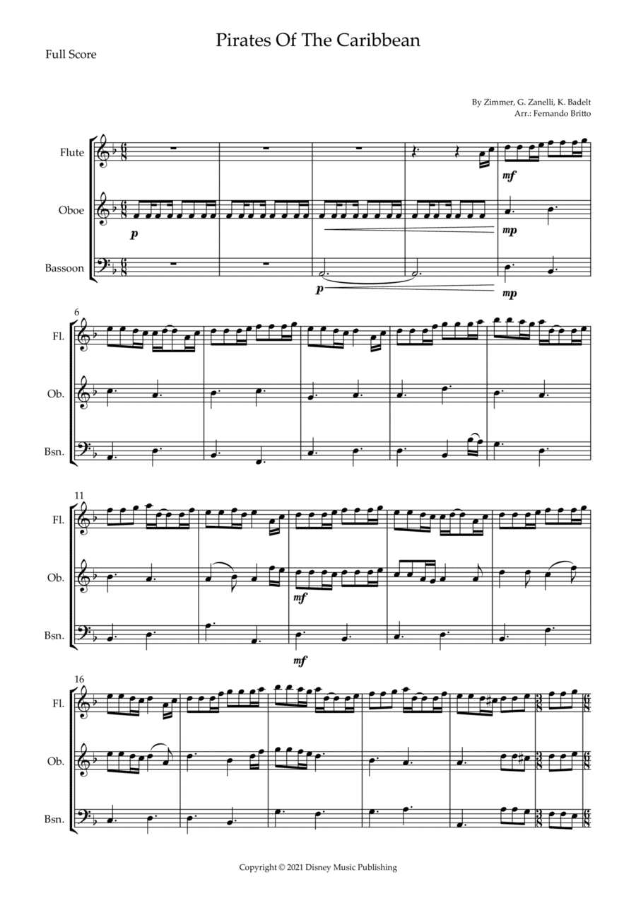 Pirates Of The Caribbean (arr. Fernando Britto)