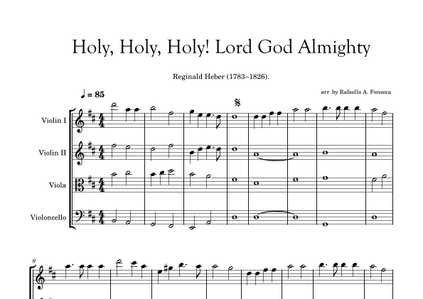 Holy, Holy, Holy! Lord God Almighty! - Score Only (arr. RF notes)