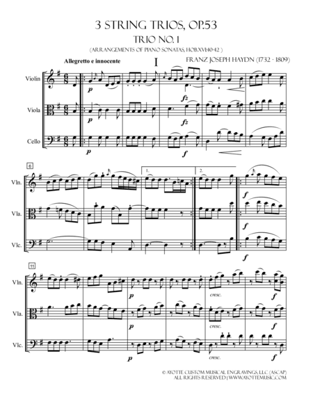 Three String Trios, Op. 53 (arr. Benjamin Ayotte)
