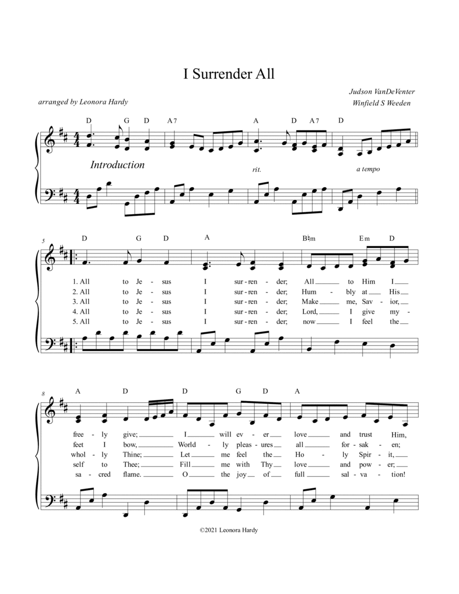 I Surrender All (All to Jesus I Surrender) (arr. Winfield S Weeden)