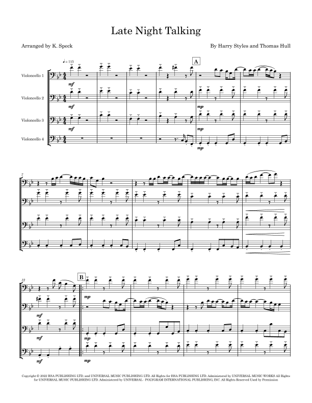 Late Night Talking (arr. K. Speck)