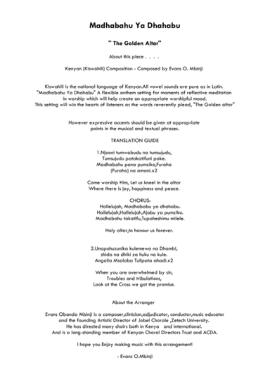 Madhabahu Ya Dhahabu "The Golden Altar"