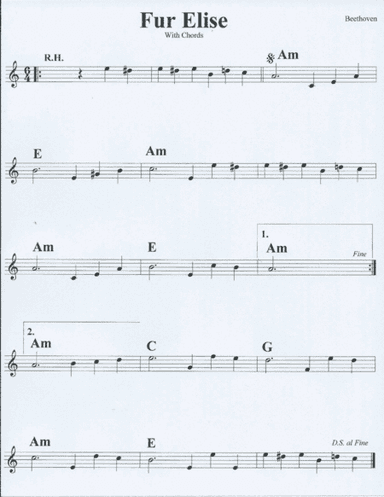 Fur Elise with chords (arr. Robert O'Connor)