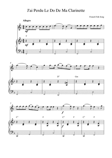J'ai Perdu Le Do De Ma Clarinette (arr. Kaiserin Rebecca)