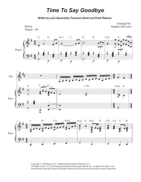 Time To Say Goodbye (arr. Stephen DeCesare)