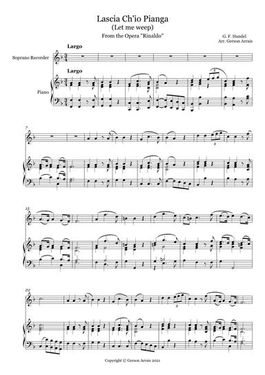 Lascia Ch'io Pianga (Let me Weep) from the Opera Rinaldo (arr. Gerson Arrais)