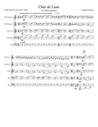 Clair de Lune - Claude Debussy (Brass Quintet) (arr. Peet du Toit)