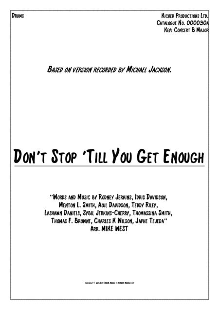 Don't Stop Til You Get Enough (arr. Mike West)