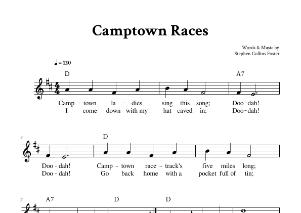 Camptown Races - Lead Sheet (D Major) (arr. Yuri Noronha)