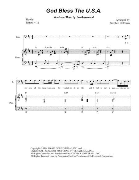 God Bless The U.S.A. (arr. Stephen DeCesare)