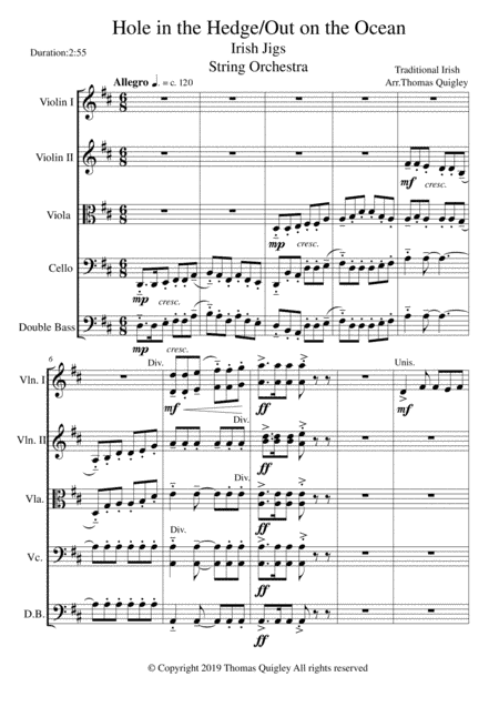Hole in the Hedge/Out on the Ocean ( Irish Jigs) (arr. Thomas Quigley)
